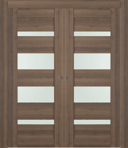 AVON 07-01 VETRO PECAN NUTWOOD DOUBLE POCKET DOORS BELLDINNI MODERN INTERIOR DOOR - 1