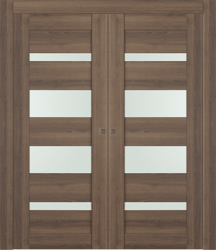 AVON 07-01 VETRO PECAN NUTWOOD DOUBLE POCKET DOORS BELLDINNI MODERN INTERIOR DOOR - 1