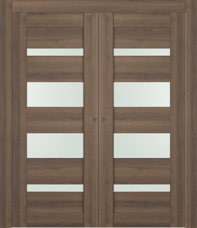 AVON 07-01 VETRO PECAN NUTWOOD DOUBLE POCKET DOORS BELLDINNI MODERN INTERIOR DOOR