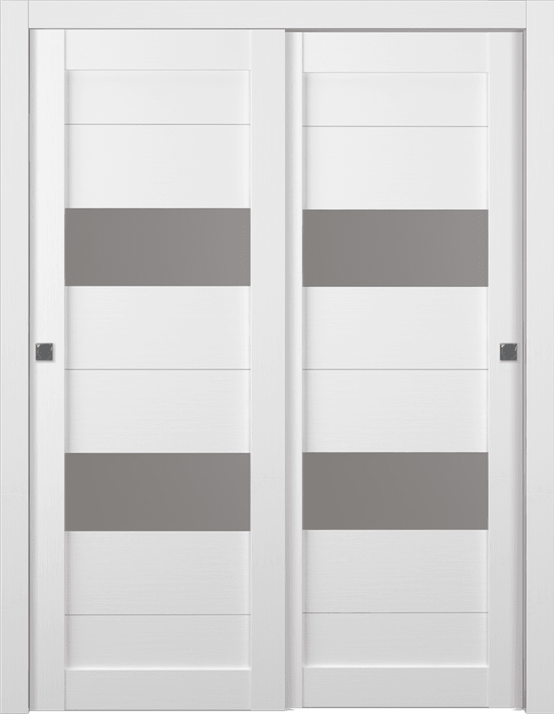 BERTA VETRO BIANCO NOBLE BYPASS BELLDINNI MODERN INTERIOR DOOR - 1