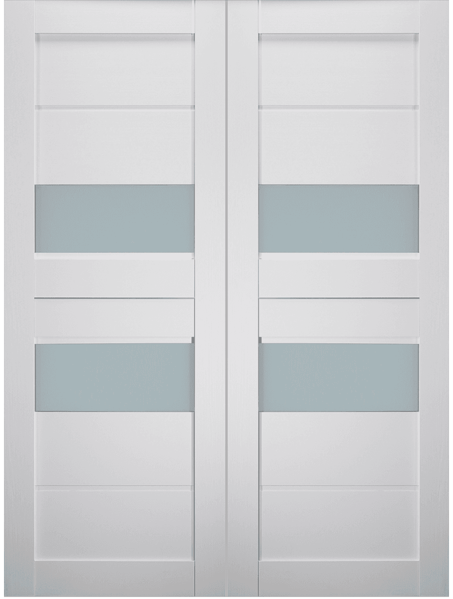 DESSA VETRO BIANCO NOBLE DOUBLE BARN BELLDINNI MODERN INTERIOR DOOR - 2