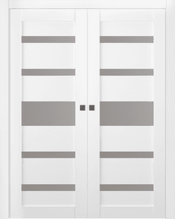GINA VETRO BIANCO NOBLE DOUBLE POCKET DOORS BELLDINNI MODERN INTERIOR DOOR - 1