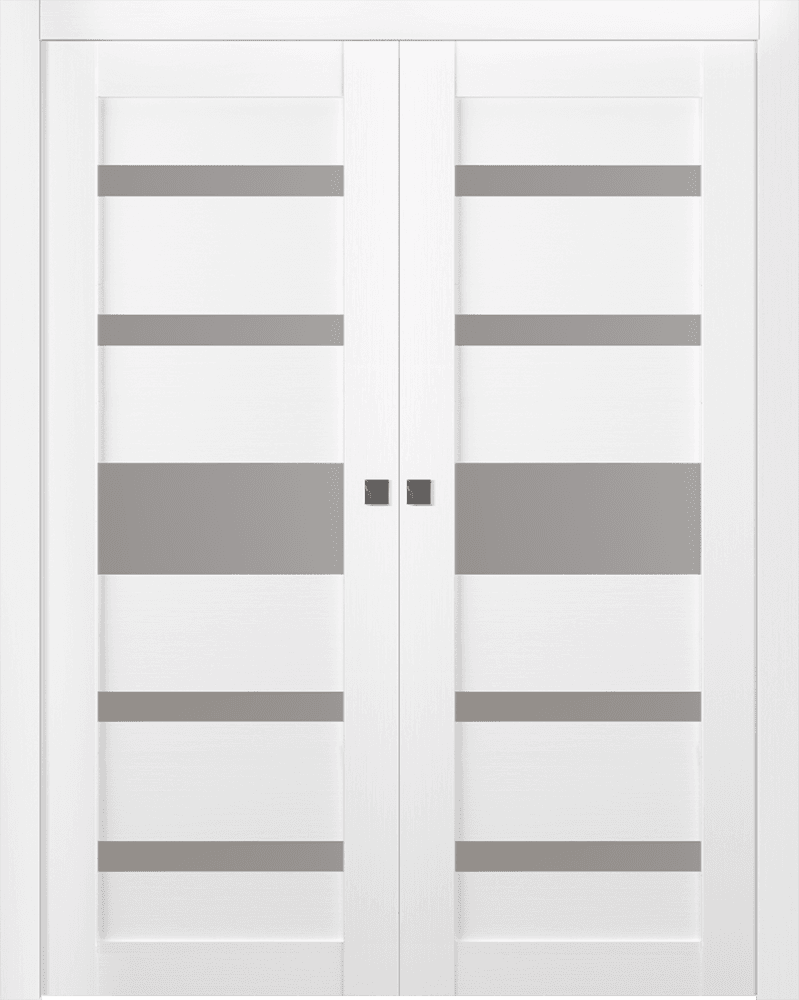 GINA VETRO BIANCO NOBLE DOUBLE POCKET DOORS BELLDINNI MODERN INTERIOR DOOR - 1