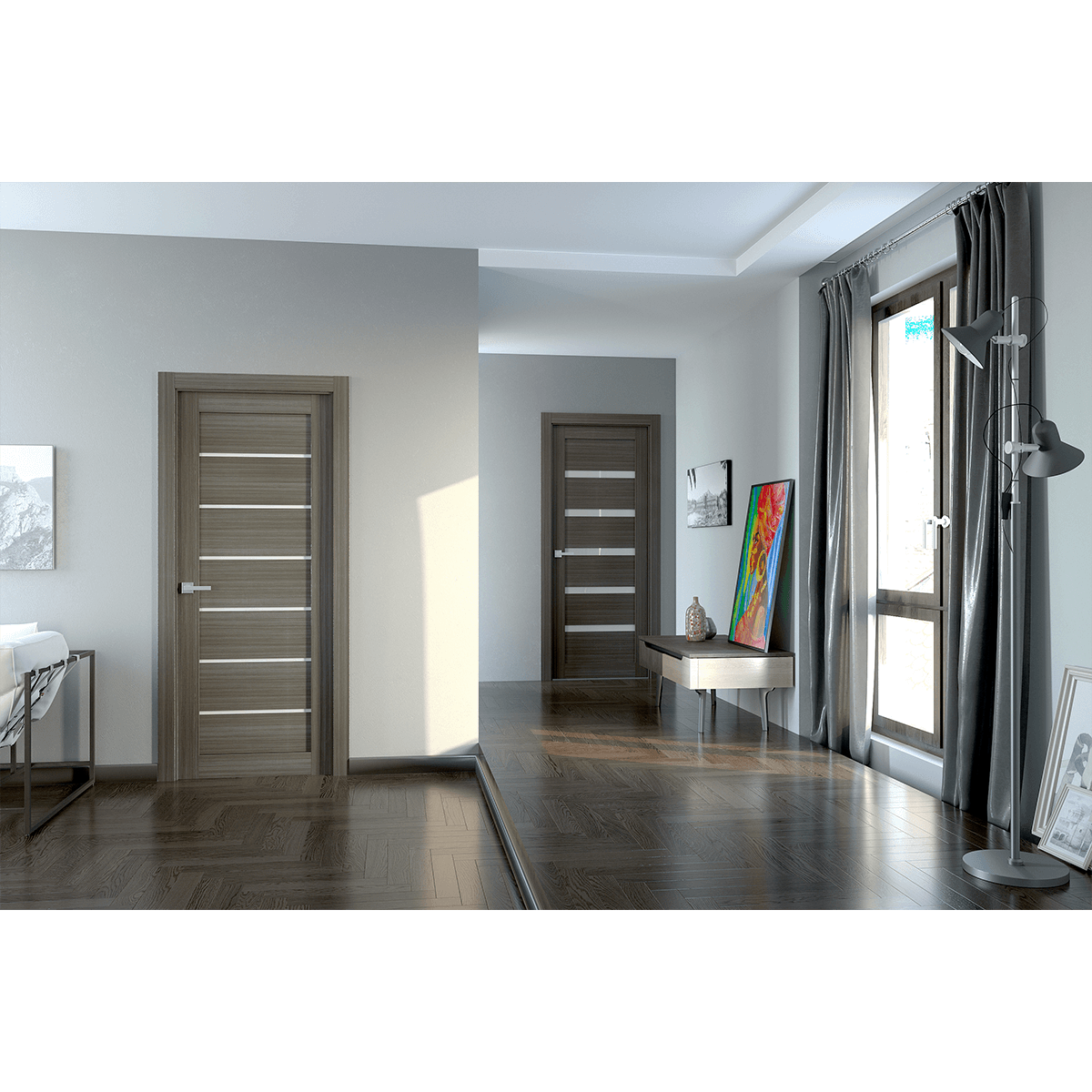 LEORA VETRO GRAY OAK SWING BELLDINNI MODERN INTERIOR DOOR - 2