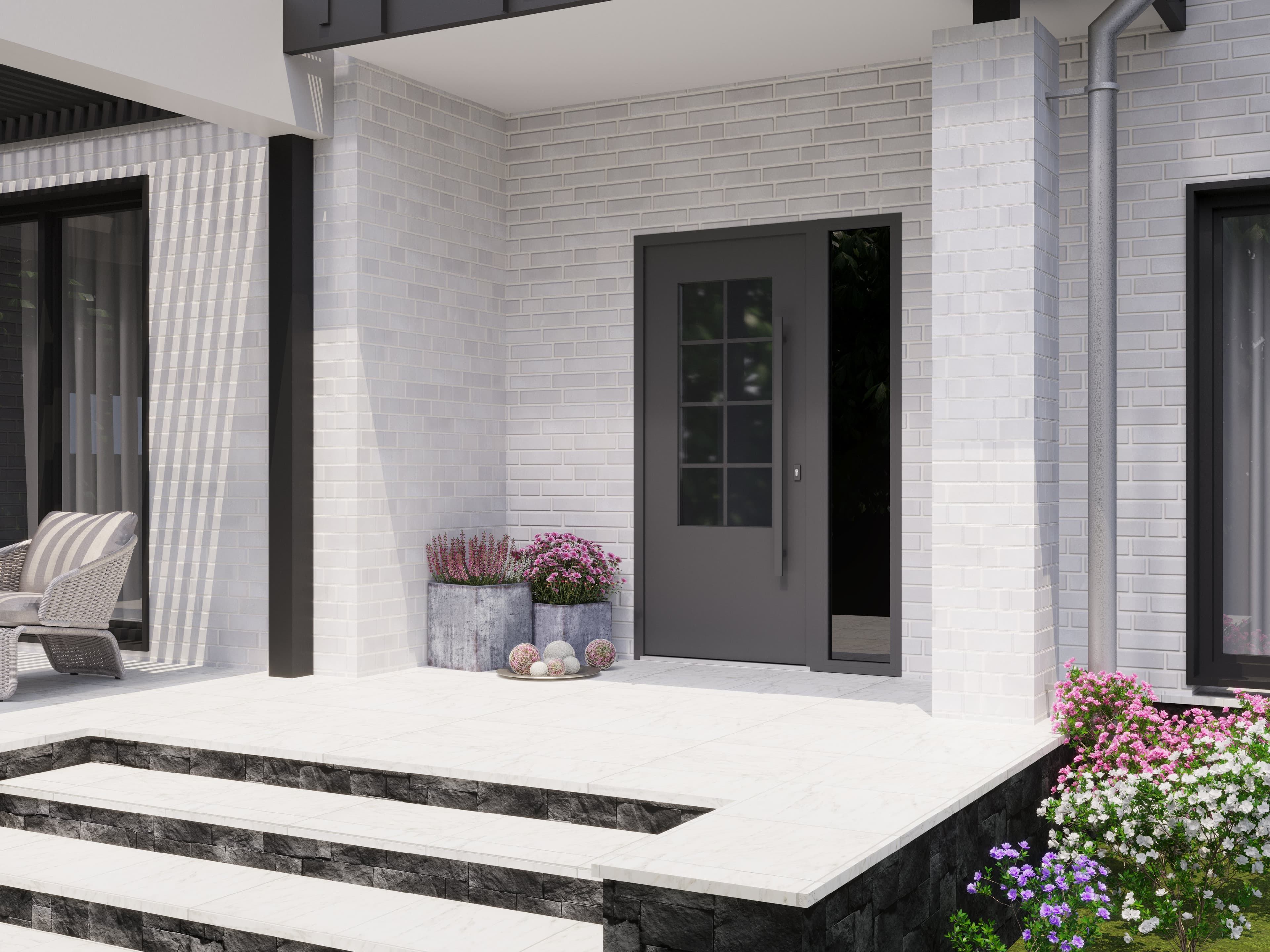 Single wrought iron modern exterior door Iron 0101 - 8