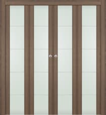 AVON 202 4H VETRO PECAN NUTWOOD DOUBLE BI-FOLD DOORS BELLDINNI MODERN INTERIOR DOOR - 1