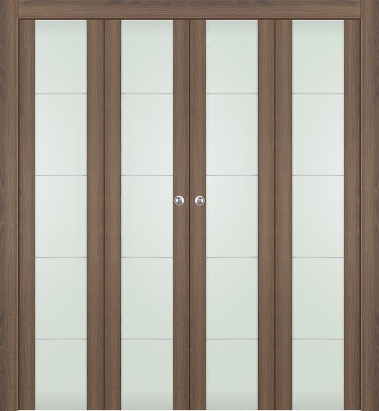 AVON 202 4H VETRO PECAN NUTWOOD DOUBLE BI-FOLD DOORS BELLDINNI MODERN INTERIOR DOOR - 1