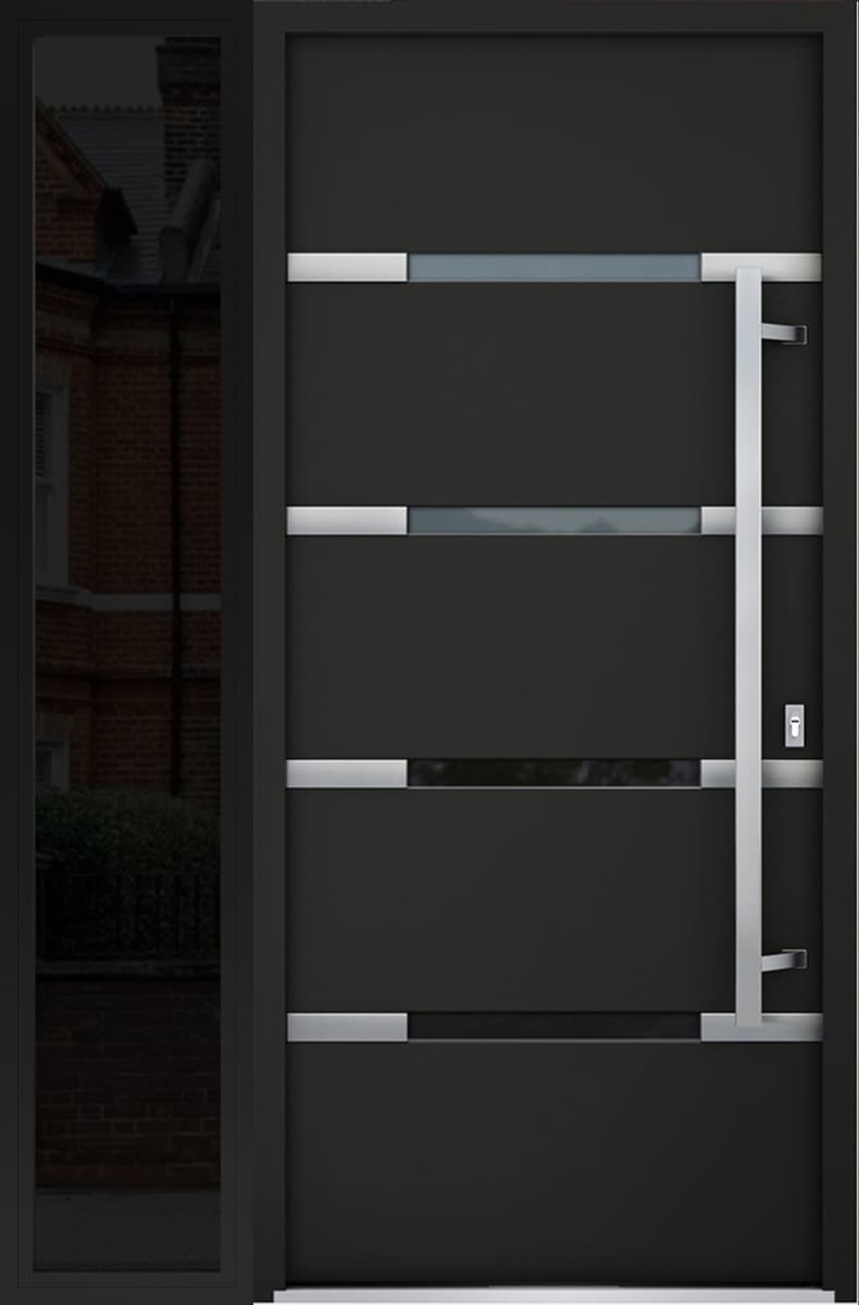 Single Modern Steel Exterior Door Deux 1105 Black - 2