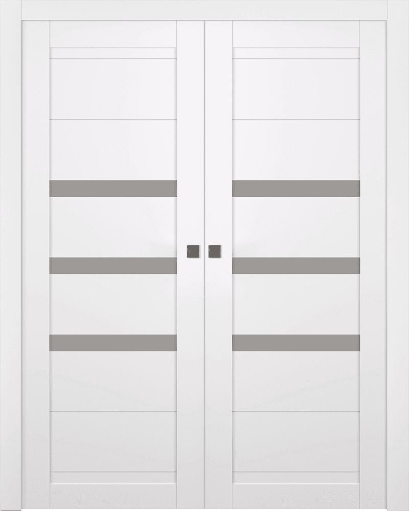 DORA VETRO SNOW WHITE DOUBLE POCKET BELLDINNI MODERN INTERIOR DOOR - 1