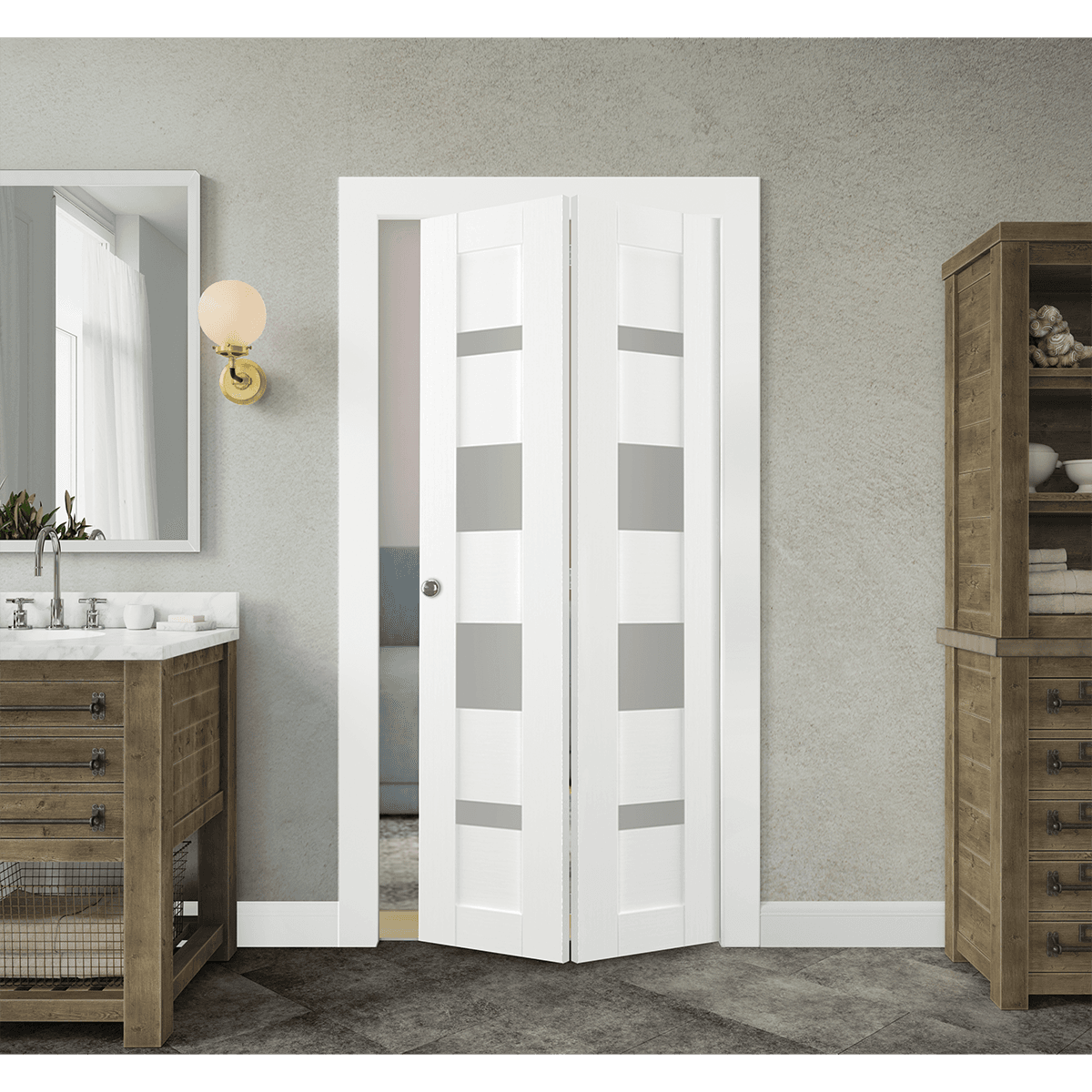 MIRELLA VETRO BIANCO NOBLE BI-FOLD BELLDINNI MODERN INTERIOR DOOR - 2