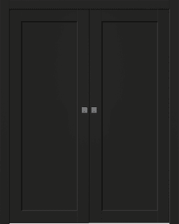 SHAKER 1 PANEL BLACK MATTE DOUBLE POCKET BELLDINNI MODERN INTERIOR DOOR - 1