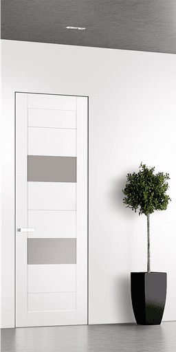 BERTA VETRO SNOW WHITE DOUBLE INVISIBLE METAL FRAME BELLDINNI MODERN INTERIOR DOOR - 1
