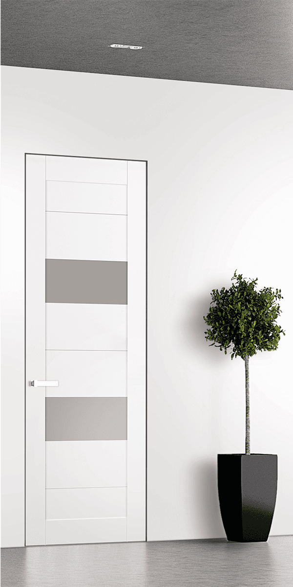 BERTA VETRO SNOW WHITE DOUBLE INVISIBLE METAL FRAME BELLDINNI MODERN INTERIOR DOOR - 1