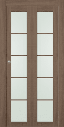 AVON 5 LITE VETRO PECAN NUTWOOD DOUBLE BI-FOLD BELLDINNI MODERN INTERIOR DOOR - 1