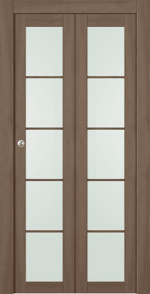 AVON 5 LITE VETRO PECAN NUTWOOD DOUBLE BI-FOLD BELLDINNI MODERN INTERIOR DOOR - 1