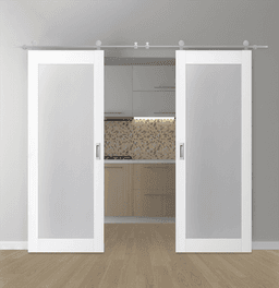PALLADIO 207 VETRO BIANCO NOBLE DOUBLE BARN BELLDINNI MODERN INTERIOR DOOR - 1