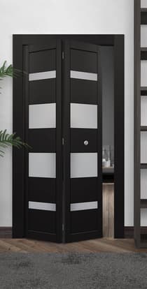 MIRELLA VETRO BLACK MATTE BI-FOLD BELLDINNI MODERN INTERIOR DOOR - 1