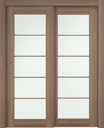 AVON 5 LITE VETRO PECAN NUTWOOD BYPASS BELLDINNI MODERN INTERIOR DOOR - 1