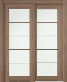 AVON 5 LITE VETRO PECAN NUTWOOD BYPASS BELLDINNI MODERN INTERIOR DOOR - 1