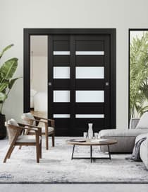 MIRELLA VETRO BLACK MATTE BYPASS BELLDINNI MODERN INTERIOR DOOR - 1