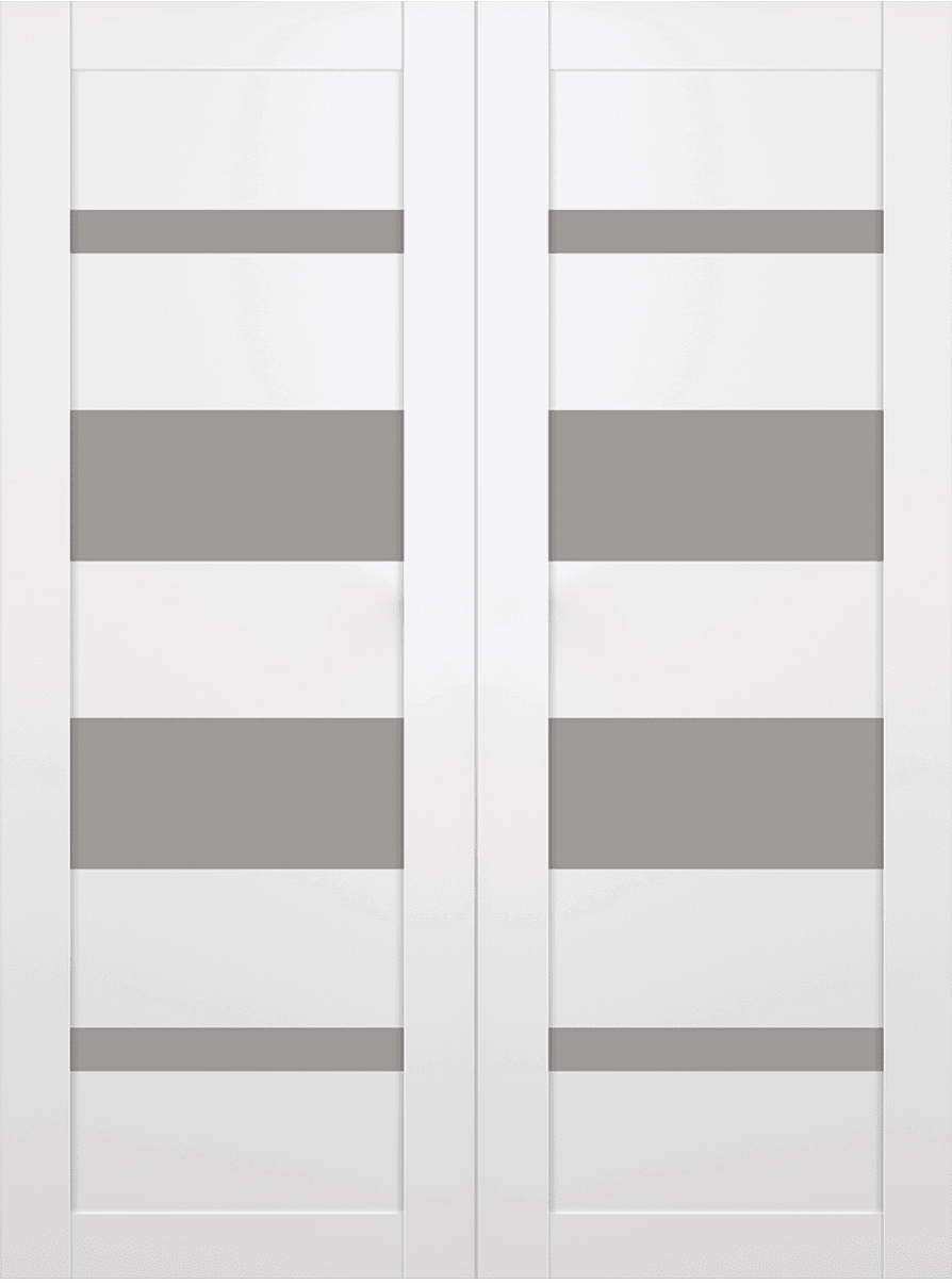 MIRELLA VETRO SNOW WHITE DOUBLE BARN BELLDINNI MODERN INTERIOR DOOR - 2