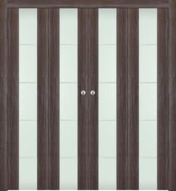 PALLADIO 202 4H VETRO GRAY OAK DOUBLE BI-FOLD DOORS BELLDINNI MODERN INTERIOR DOOR - 1