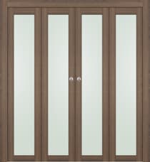 AVON 207 VETRO PECAN NUTWOOD DOUBLE BI-FOLD DOORS BELLDINNI MODERN INTERIOR DOOR - 1