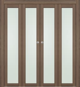 AVON 207 VETRO PECAN NUTWOOD DOUBLE BI-FOLD DOORS BELLDINNI MODERN INTERIOR DOOR - 1