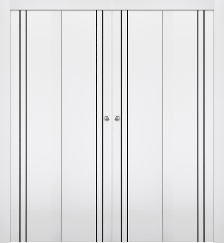 OPTIMA 2V BLACK SNOW WHITE DOUBLE BI-FOLD DOORS BELLDINNI MODERN INTERIOR DOOR - 1