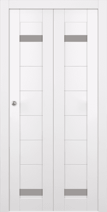 PERLA VETRO SNOW WHITE DOUBLE BI-FOLD BELLDINNI MODERN INTERIOR DOOR - 1