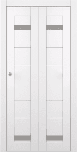 PERLA VETRO SNOW WHITE DOUBLE BI-FOLD BELLDINNI MODERN INTERIOR DOOR - 1