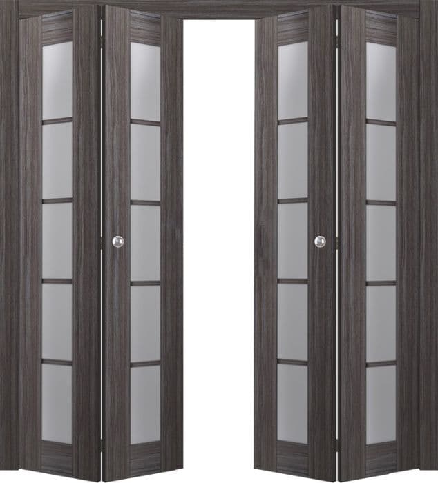 PALLADIO 5 LITE VETRO GRAY OAK DOUBLE BI-FOLD BELLDINNI MODERN INTERIOR DOOR - 2
