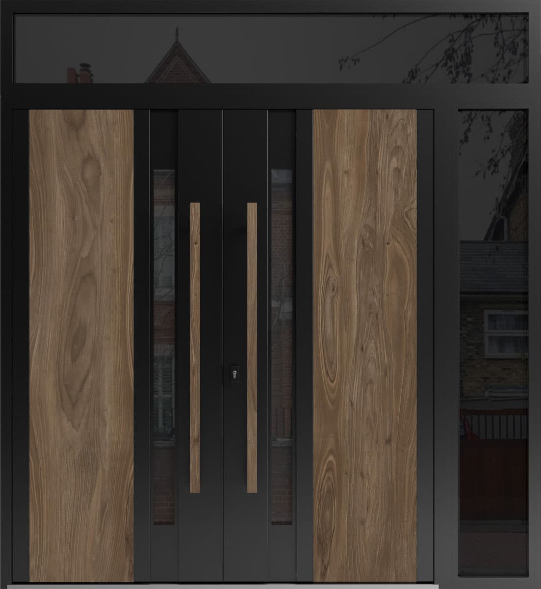 Double metal-aluminum modern exterior door Dekton 0163 8ft - 5