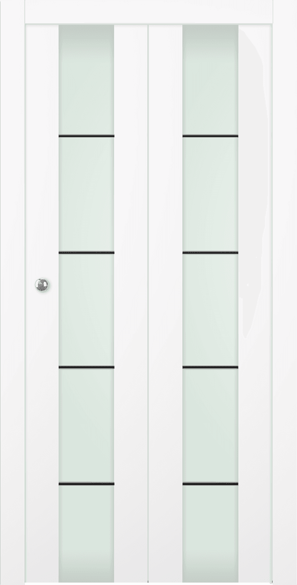SMART PRO H3G 4H BLACK STRIPS VETRO POLAR WHITE BI-FOLD DOORS BELLDINNI MODERN INTERIOR DOOR - 1