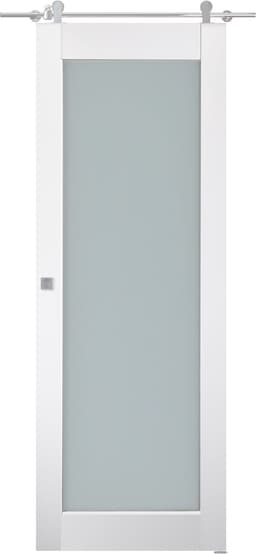 SMART PRO 207 VETRO POLAR WHITE DOUBLE BARN BELLDINNI MODERN INTERIOR DOOR - 1