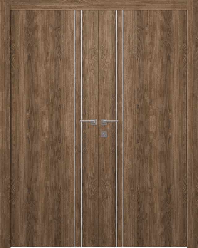 OPTIMA 2V PECAN NUTWOOD DOUBLE DOORS BELLDINNI MODERN INTERIOR DOOR