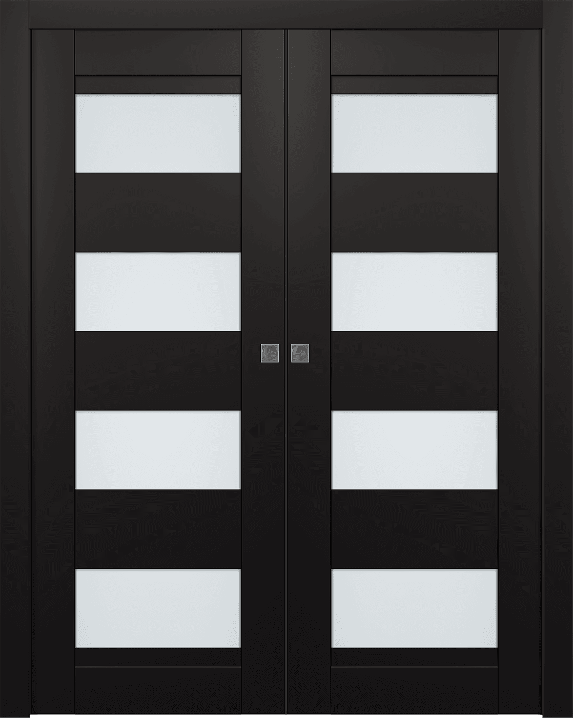 DELLA VETRO BLACK MATTE DOUBLE POCKET BELLDINNI MODERN INTERIOR DOOR - 1