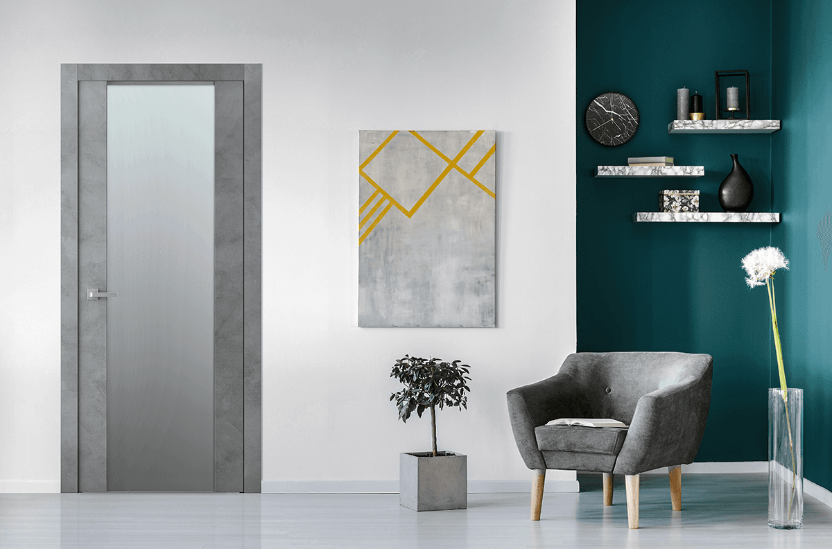 AVON 202 VETRO DARK URBAN DOUBLE INVISIBLE METAL FRAME BELLDINNI MODERN INTERIOR DOOR - 2