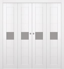 EDNA VETRO SNOW WHITE DOUBLE BI-FOLD BELLDINNI MODERN INTERIOR DOOR - 1