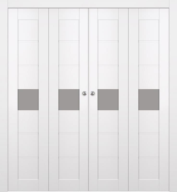 EDNA VETRO SNOW WHITE DOUBLE BI-FOLD BELLDINNI MODERN INTERIOR DOOR - 1