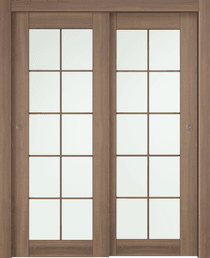 AVON 10 LITE VETRO PECAN NUTWOOD BYPASS BELLDINNI MODERN INTERIOR DOOR - 1