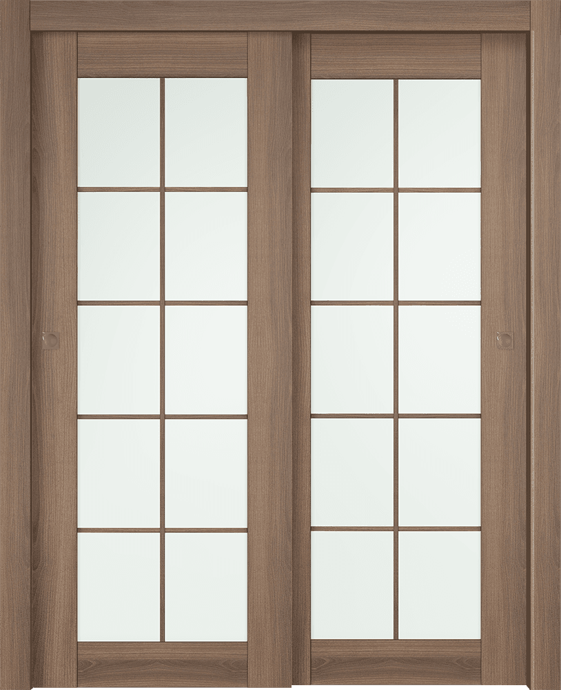 AVON 10 LITE VETRO PECAN NUTWOOD BYPASS BELLDINNI MODERN INTERIOR DOOR - 1