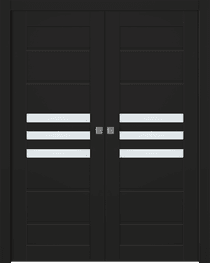 DOME VETRO BLACK MATTE DOUBLE POCKET BELLDINNI MODERN INTERIOR DOOR - 1