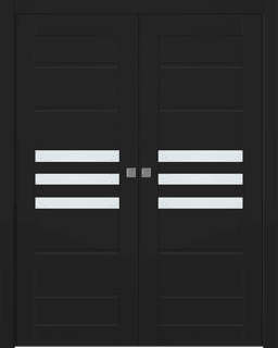 DOME VETRO BLACK MATTE DOUBLE POCKET BELLDINNI MODERN INTERIOR DOOR - 1