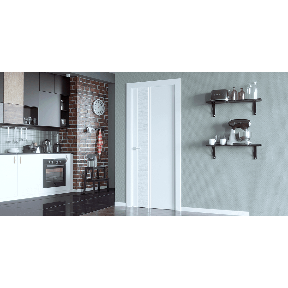 TWINWOOD 1 POLAR WHITE BYPASS BELLDINNI MODERN INTERIOR DOOR - 2