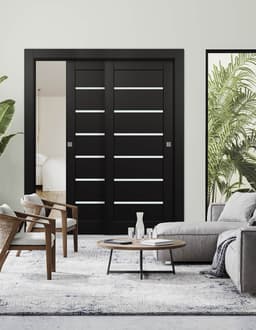 ALBA BLACK MATTE BYPASS BELLDINNI MODERN INTERIOR DOOR - 1