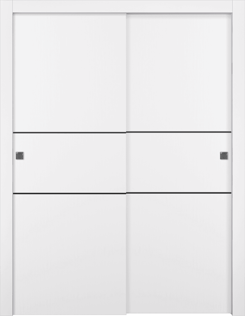PALLADIO 2H BLACK BIANCO NOBLE BYPASS DOORS BELLDINNI MODERN INTERIOR DOOR - 1