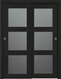 AVON 3 LITE VETRO BLACK MATTE BYPASS BELLDINNI MODERN INTERIOR DOOR - 1
