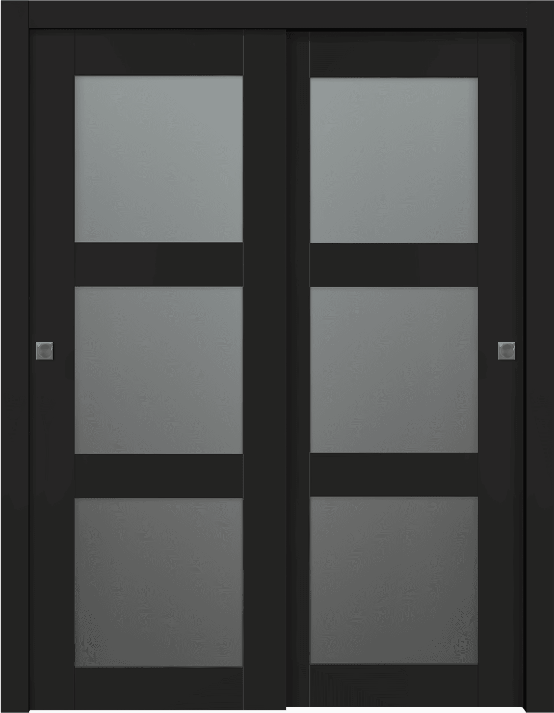 AVON 3 LITE VETRO BLACK MATTE BYPASS BELLDINNI MODERN INTERIOR DOOR - 1