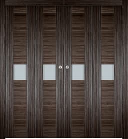 EDNA VETRO GRAY OAK DOUBLE BI-FOLD BELLDINNI MODERN INTERIOR DOOR - 1